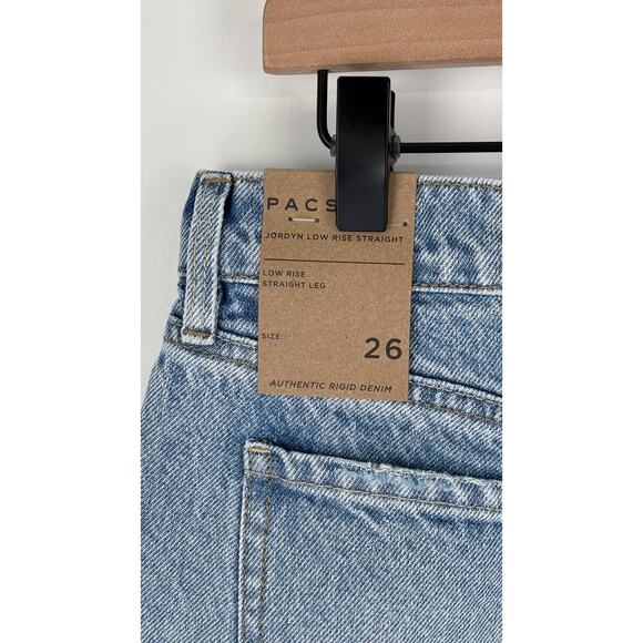 Pacsun Jordyn Low Rise Straight Denim Jeans Womens Size 26 Blue Distressed New - Picture 7 of 10